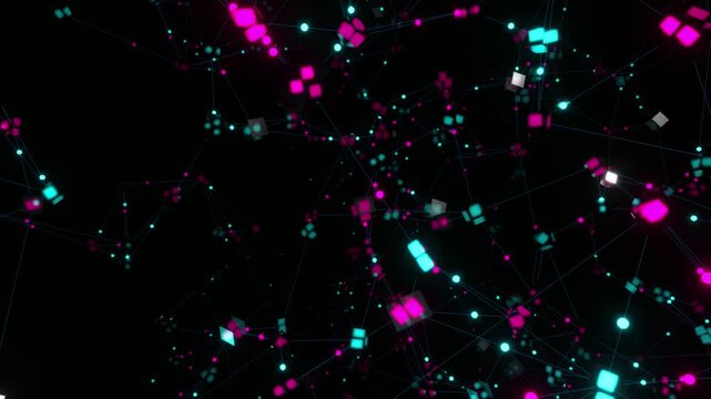 Abstract Blockchain Data Node Cube Network Background