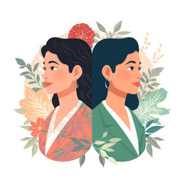 Wellness & Mental Health, Businesswoman, Two Characters Illustration