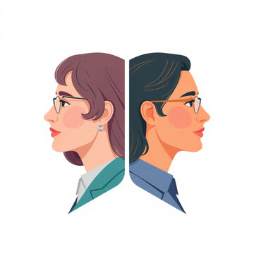 Wellness & Mental Health, Businesswoman, Two Characters Illustration