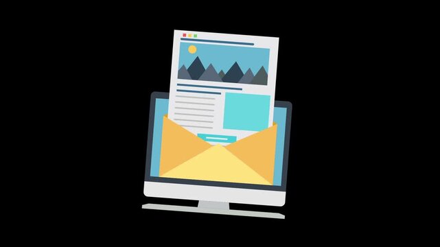 News article on device icon animation isolated on alpha channel background 