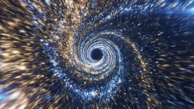 Visualizing a cosmic vortex and a black hole in the vast expanse of the dark night sky with shining particles