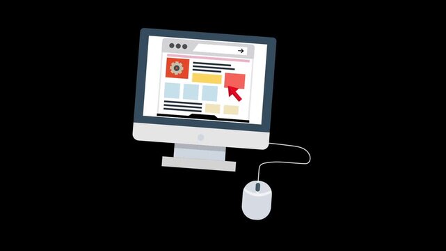 Pay per click icon animation isolated on alpha channel background 