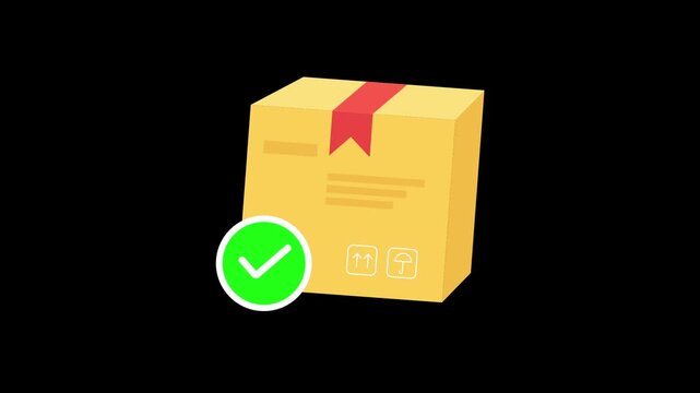 Product purchase done icon animation isolated on alpha channel background 