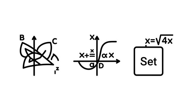 Mathematical functions and geometric diagrams set for educational calculus and set theory concepts with mathematics calculus geometry function education equation academic learning mathematical
