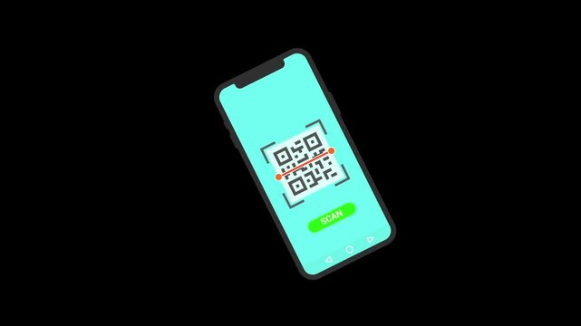QR code scan icon animation isolated on alpha channel background 