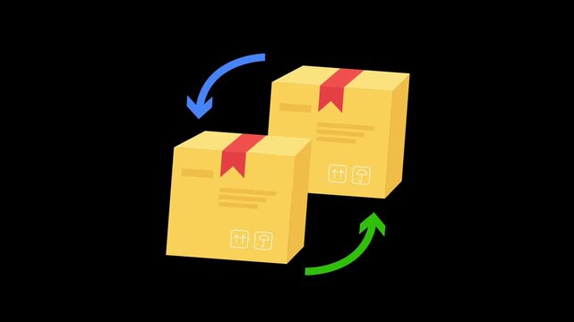 Product return icon animation isolated on alpha channel background 
