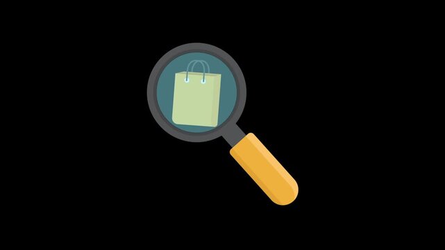 Search icon animation isolated on alpha channel background 