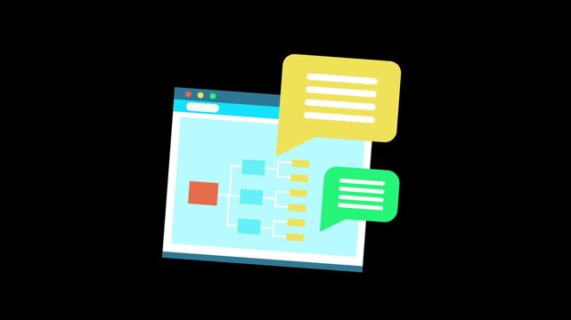 SEO planning for content creation icon animation isolated on alpha channel background 