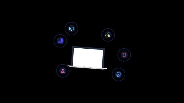 SEO marketing icon animation isolated on alpha channel background 