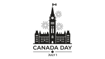 Fototapeta premium Canada Day Celebration Scene with Parliament Building and Fireworks Display