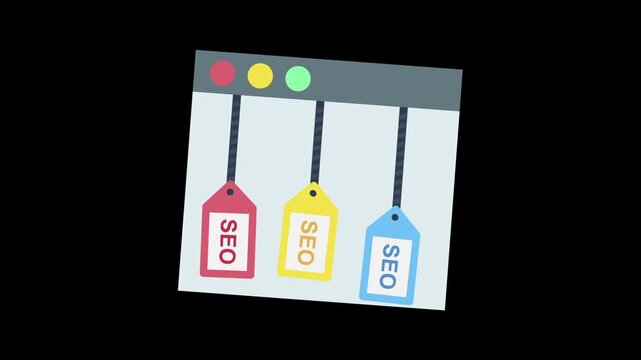SEO tag icon animation isolated on alpha channel background 
