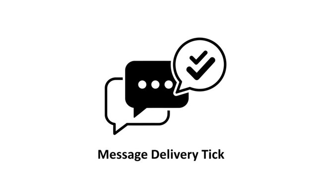 Message delivery success concept icons showing speech bubbles and checkmark with delivery communication confirmed notification graphics interface technology application software information
