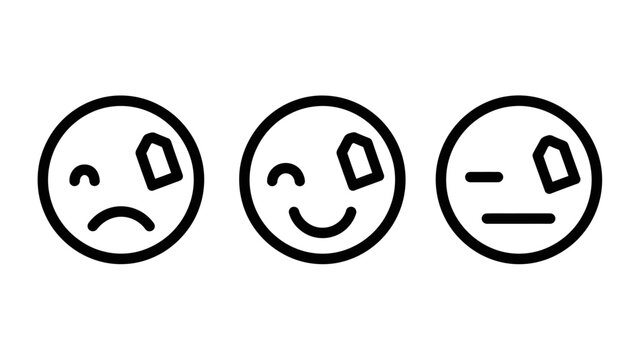 Set of emotional feedback icons representing sad happy and neutral customer satisfaction with feedback customer satisfaction experience evaluation sentiment expression positive negative