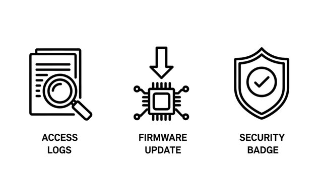 Cybersecurity system and software management icons with security firmware protection cybersecurity processor computer technology hardware validation management information software