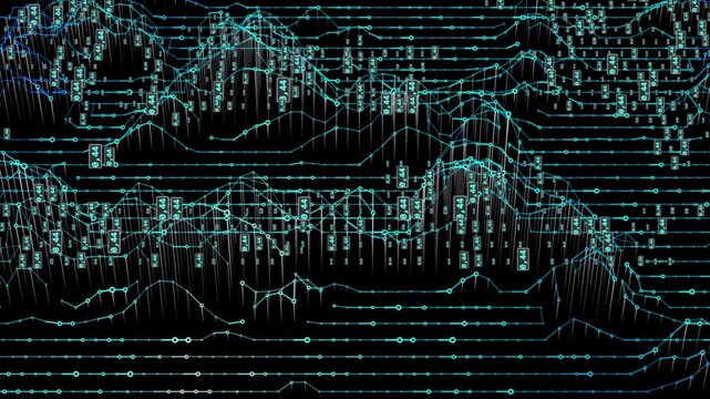 Abstract futuristic infographics 3D with lines connecting circles big data graph on black visualization. Visual analyzing informational. Infographic for technology, network or business analytics.