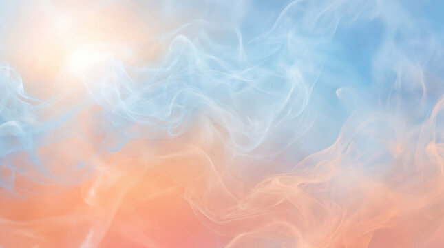 Abstract Dreamscape with Peach Orange to Blue Gradient and Mist