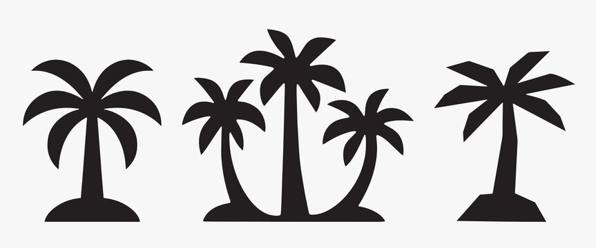 Silhouette palm tree collection vector