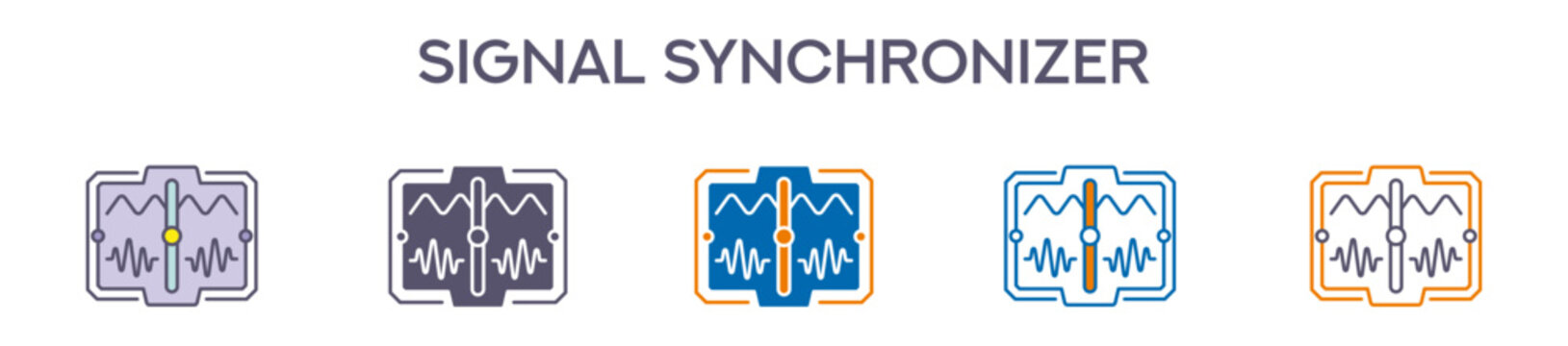 Signal Synchronizer Element For Design Graphic - Multi Styles. Vector Illustration Of Two Colored And Black. Multiple Icons Designs Can Be Used For Mobile, Ui, Web 