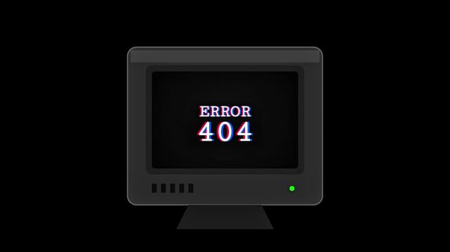 Vintage computer monitor displaying Error 404 message with glitch effect