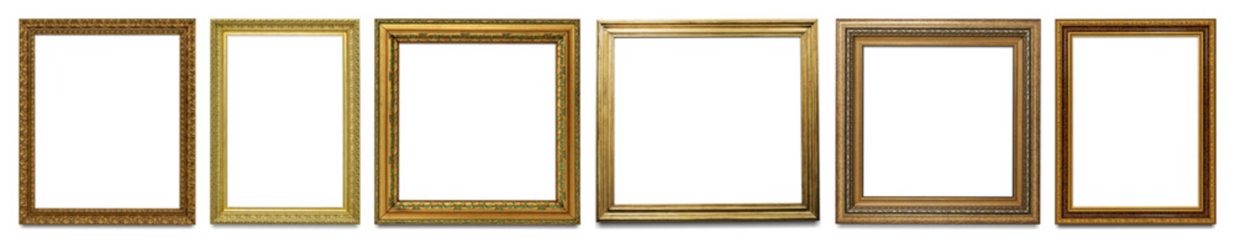PNG Elegant gold frames collection displayed on transparent background