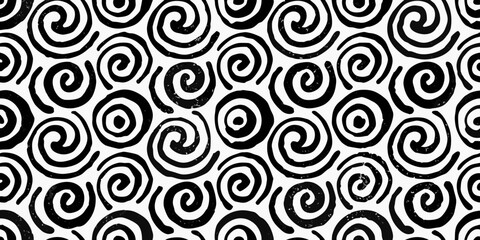 Fototapeta premium Swirling Curl Pattern Seamless Vector Illustration On White Background