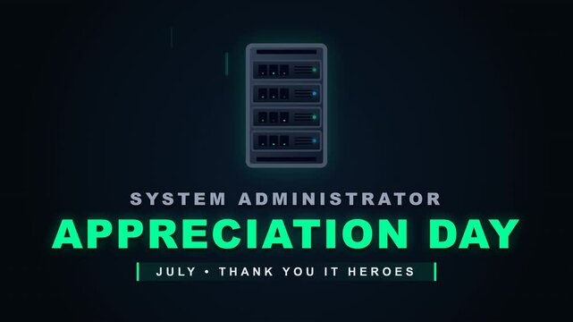 System Administrator Appreciation Day animated greeting with server icon