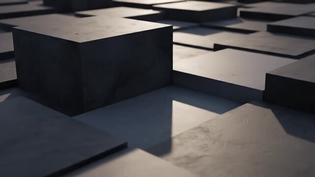 Abstract 3D architectural render of a cube pattern with subtle lighting and minimalist aesthetic.