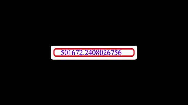 Digital random number counter animation on black background