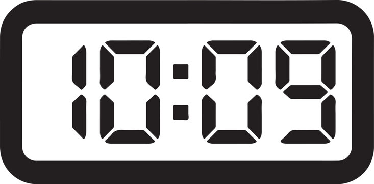 Digital Clock Electronic Time Display Screen Icon.