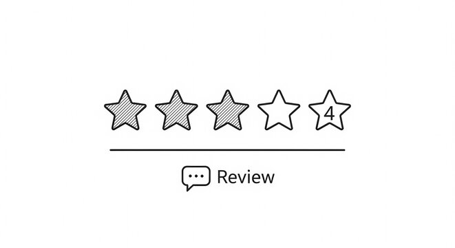 Customer Feedback Star Rating System with Review Icon.