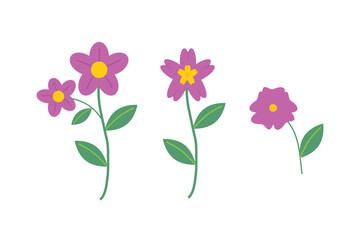 Obraz premium Purple floral composition in flat design style. Decorative vector illustration isolated on a white background.