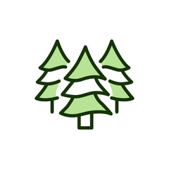 Fototapeta premium Green Pine Trees Forest Ecology Vector Outline Icon