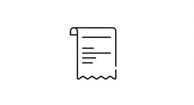 Simple Line Art Icon of a Receipt or Bill.