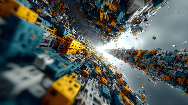 Futuristic cloud metropolis dramatic geometric structures radiant sunrise visionary skyline Images