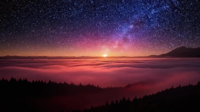 Shadowy red cosmic mist drifting gently sideways through dim space with soft glowing ambient layers