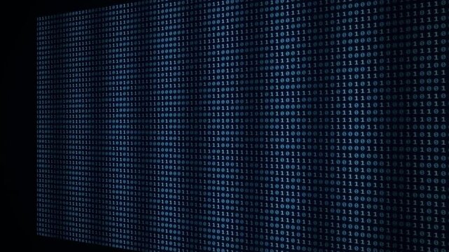 Futuristic Blue Binary Code Animation with Shifting One and Zero Digits