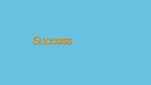 Success word is written in metallic golden script against a plain cyan backdrop for presentation.