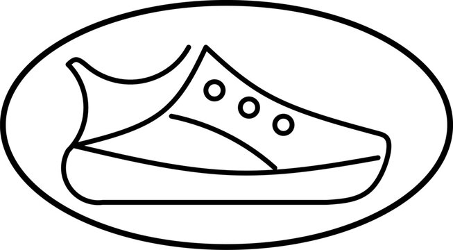 sneaker or shoe or trainers logo inside an oval frame.Perfect for footwear, fashion, sports,sportswear, retail, branding, apps,and logo design