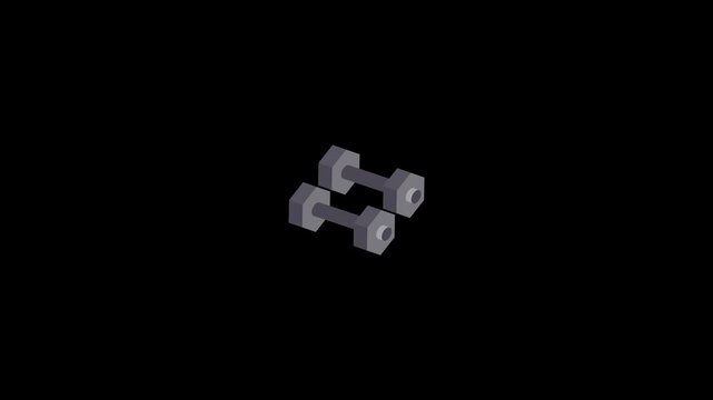 Gym dumbbell icon animation isolated on alpha channel background 