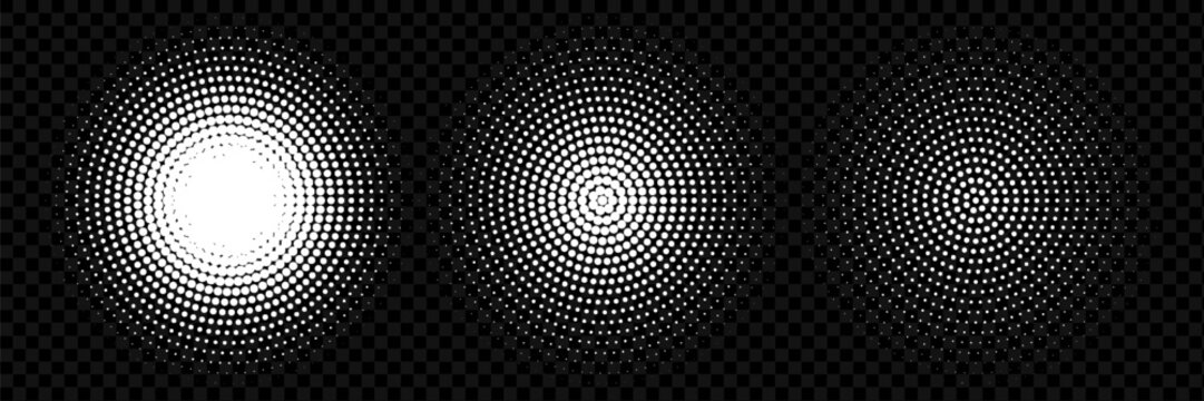 Collection of dotted circle wave vector icons. Ripple circle graphic design elements