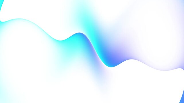 Vivid abstract motion background showcasing bright cyan and blue liquid curves flowing across white frame. This perfect loop brings modern tech aesthetic to any video or commercial media.