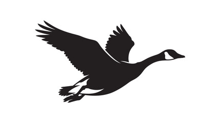 Flying goose silhouette against a white background silhouette © MDAbdul