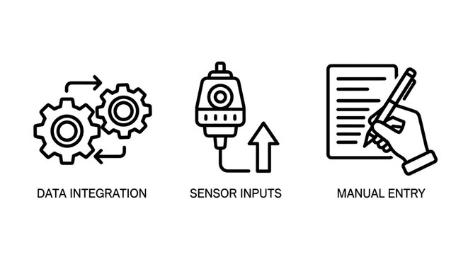 Data integration sensor inputs and manual entry workflow icons integration workflow document administration automation business technology technical analysis information management