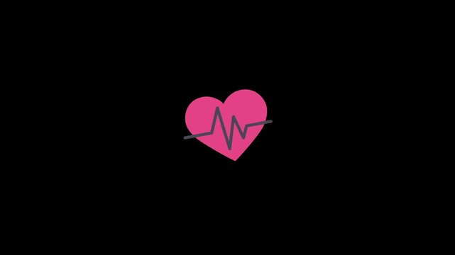 Heartbeat icon animation isolated on alpha channel background 