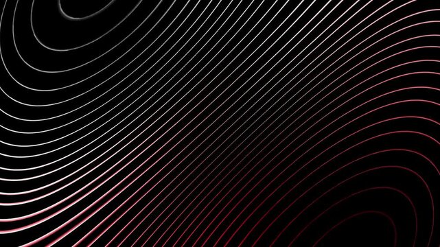Grid abstract motion background featuring dense net of red and white dot matrix lines over black field. A geometric loop perfect for digital communication banner and technology video background.