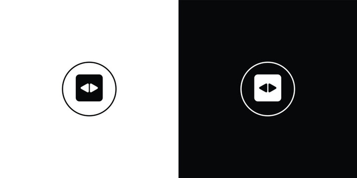 Two minimalist circular buttons with left-pointing arrows on black background, circle