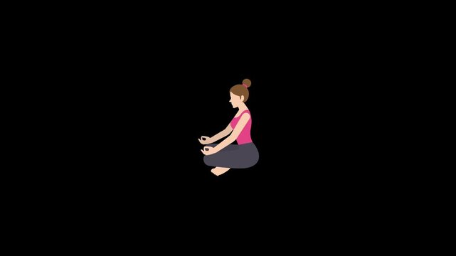 Animated woman doing yoga icon. Perfect for wellness apps, yoga platforms, guided meditation videos, mental health content, or spiritual