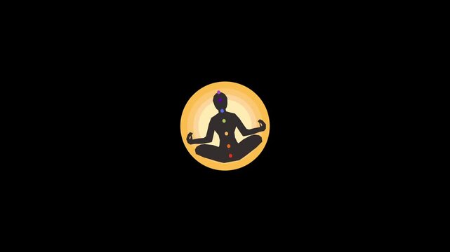 Meditation yoga pose icon animation isolated on alpha channel background 