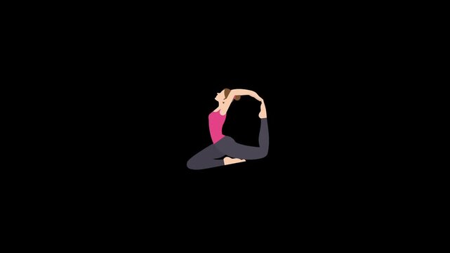 Animated woman doing yoga icon. Perfect for wellness apps, yoga platforms, guided meditation videos, mental health content, or spiritual