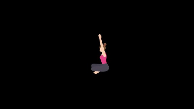 Animated woman doing yoga icon. Perfect for wellness apps, yoga platforms, guided meditation videos, mental health content, or spiritual